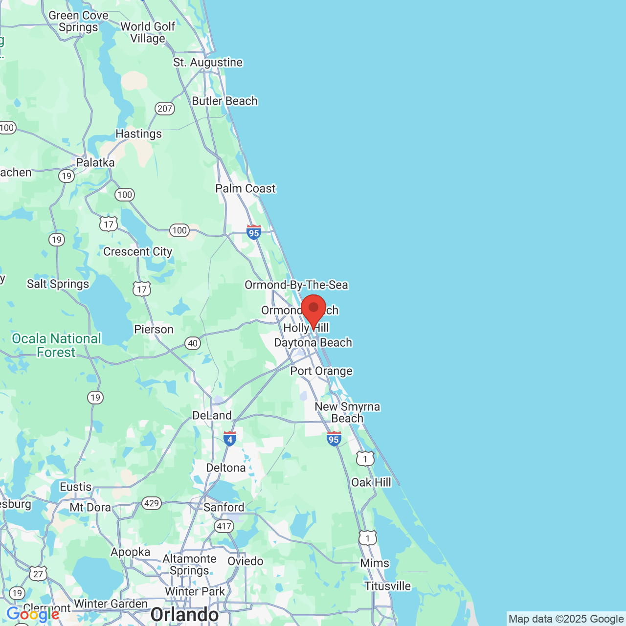 Google map image of our location in 701 N Peninsula Dr Daytona Beach, FL
