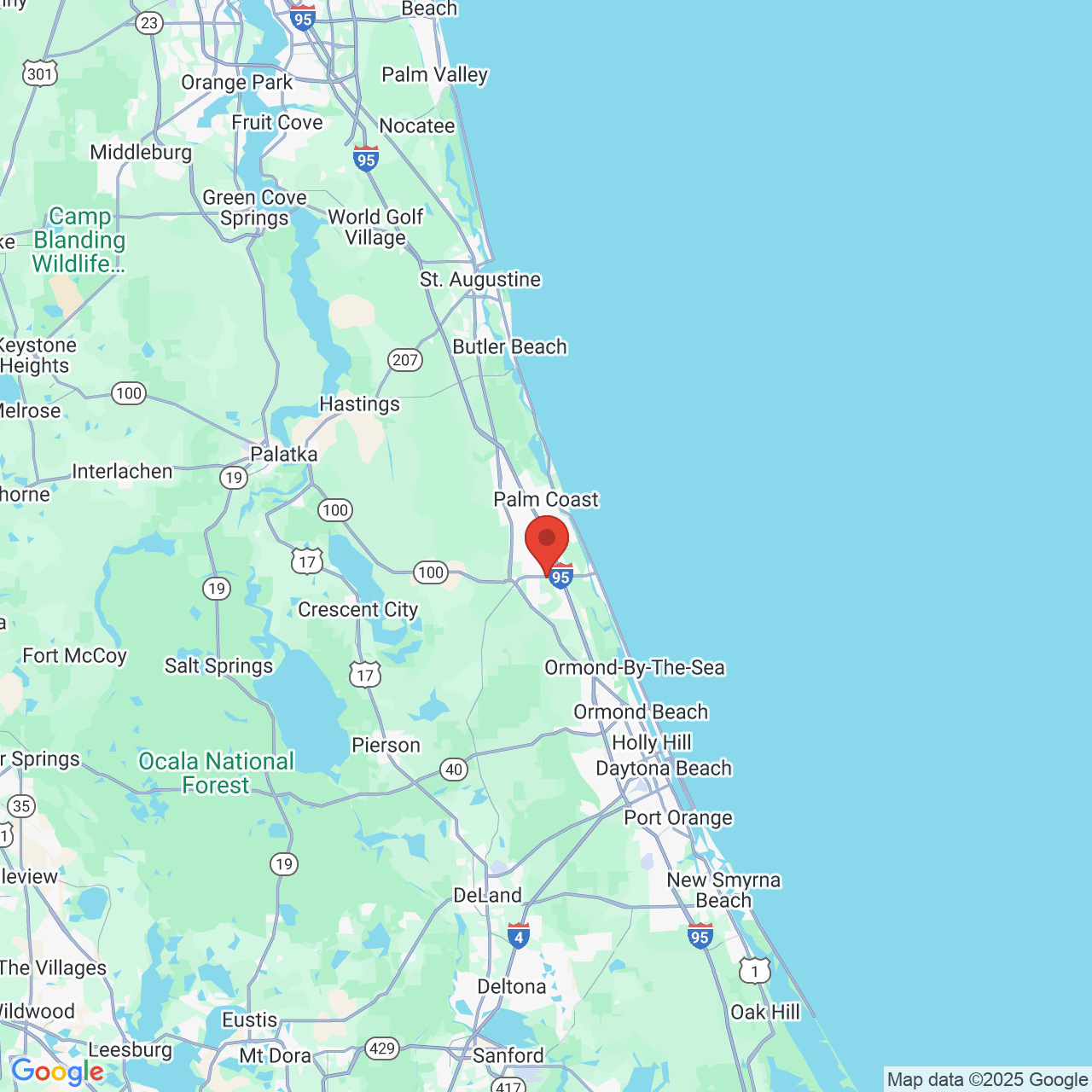 Google map image of our location in 145 Airport Rd Palm Coast, FL